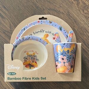 Disney Winnie the Pooh Bamboo Fibre Kids Dinner Set - Blue, Yellow & Pink
